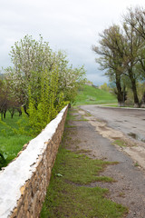 a pedestrian path along the road, Kazakhstan