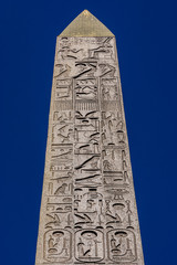 Luxor obelisk at Place de la Concorde in Paris, France.