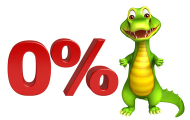 alligator cartoon character with percentage sign