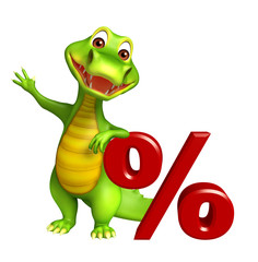 cute Aligator cartoon character with percentage sign