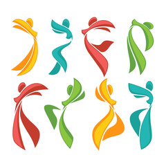 ector collection of abstract women in dancing poses