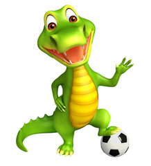 Fototapeta premium cute Aligator cartoon character with football