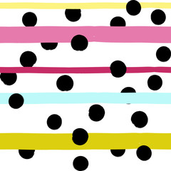 Cute vector seamless pattern . Brush strokes, circles.  Endless texture can be used for printing onto fabric or paper