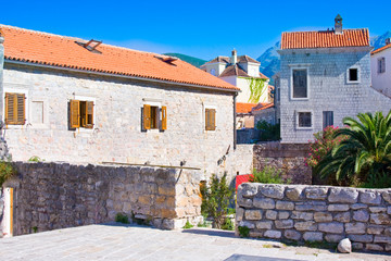 Fototapeta na wymiar Houses in Old Town, Budva, Montenegro 