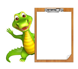 cute Aligator cartoon character with exam pad