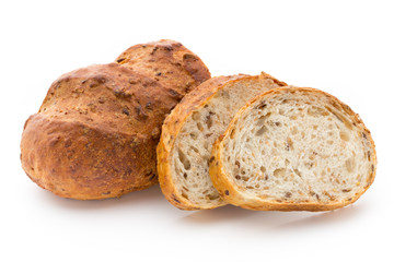 Loaf of bread isolated on white.