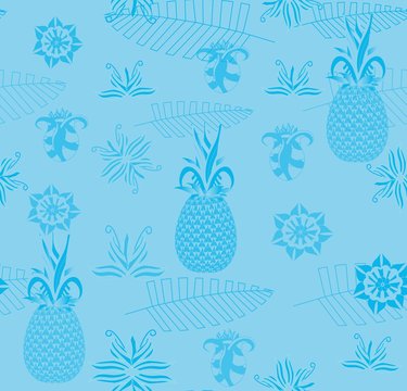 Pineapple seamless tropical background