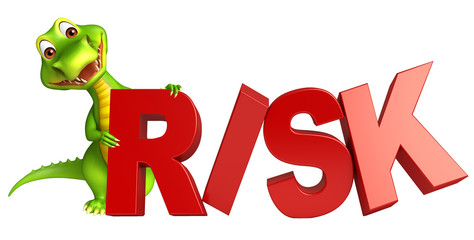 cute Aligator cartoon character with risk sign