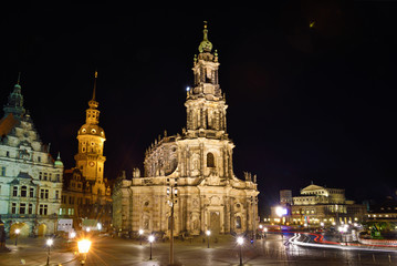 Fototapeta na wymiar Catholic Court Church (Katholische Hofkirche) in the center of o