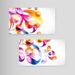 Sample business card with bright teardrop-shaped arches.