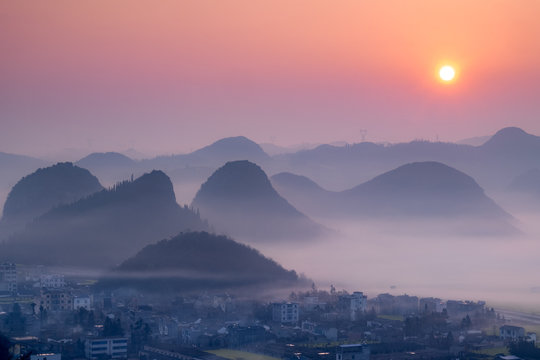 Mist over luoping, qujing, Yunnan, China