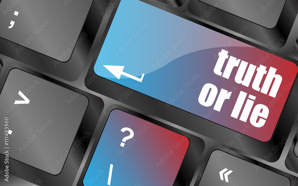 Poster truth or lie button on computer keyboard key vector, keyboard keys, keyboard button