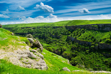 Clouds and blue sky on plato in Aksu canyon