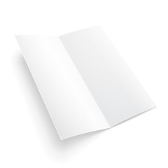 Blank Folded Paper Brochure With Shadows. On White Background Isolated. Mock Up Template Ready For Your Design. Vector EPS10