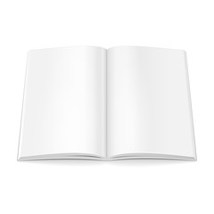 Blank Opened Magazine, Book, Booklet, Brochure. On White Background Isolated. Mock Up Template Ready For Your Design. Product Packing Vector EPS10