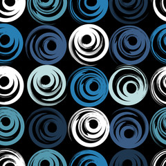 Cute vector geometric seamless pattern. Brush strokes. Polka dots. Hand drawn grunge texture. Abstract forms. Endless texture can be used for printing onto fabric or paper