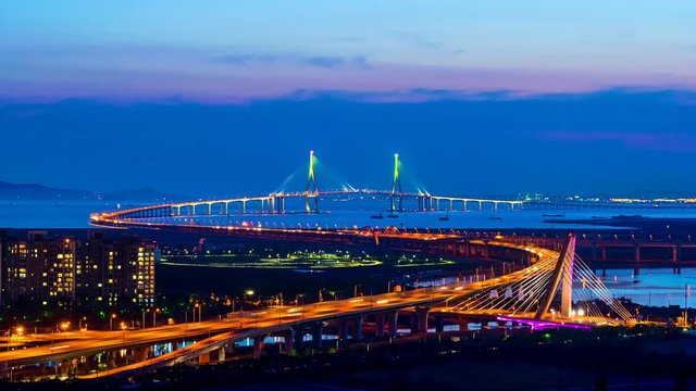 Time lapse of incheon bridge in korea