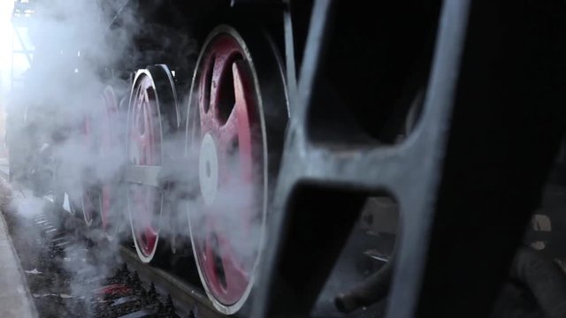 Old Retro Train Stops at the Station