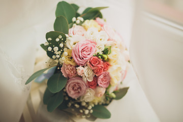 Wedding perfect bridal bouquet of different flowers