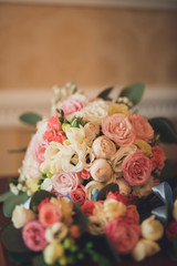 Wedding perfect bridal bouquet of different flowers