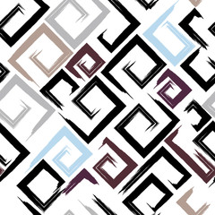 Cute vector geometric seamless pattern. Brush strokes. Hand drawn grunge texture. Abstract forms. Endless texture can be used for printing onto fabric or paper