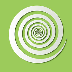 Volumetric paper spiral with green background. 