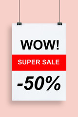 Super Sale poster, banner. Big sale, clearance.