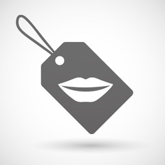 Isolated shopping label icon with  a female mouth smiling