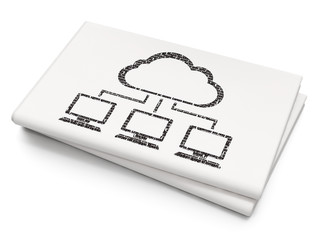 Cloud technology concept: Cloud Network on Blank Newspaper background
