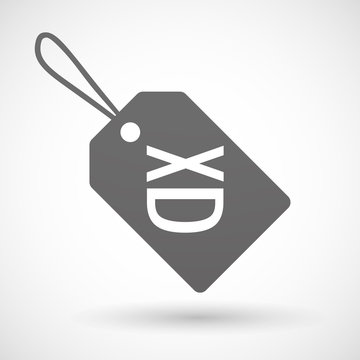 Isolated shopping label icon with   a laughing text face