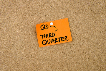 Q3 THIRD QUARTER written on orange paper note