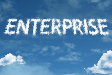 Enterprise cloud word with a blue sky