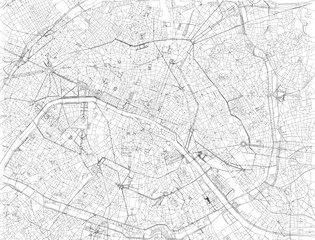 Fototapeta na wymiar Mappa di Parigi, vista satellitare, strade e vie, Francia