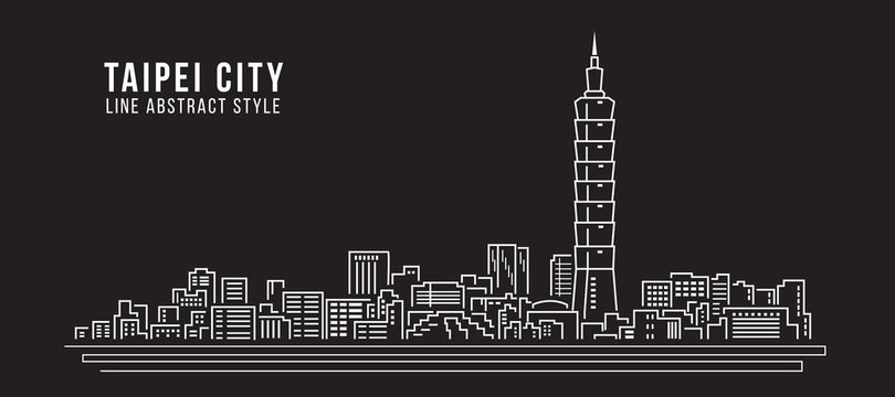 Cityscape Building Line art Vector Illustration design - Taipei city
