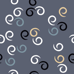 Fototapeta premium Cute vector geometric seamless pattern. Brush strokes, swirl. Abstract forms. Endless texture can be used for printing onto fabric or paper