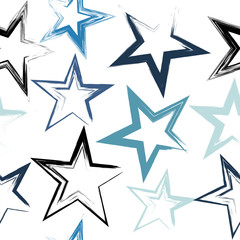 Obraz premium Vector geometric seamless pattern. Brush strokes, wavy lines. Hand drawn grunge texture. Abstract forms. Endless texture can be used for printing onto fabric or paper