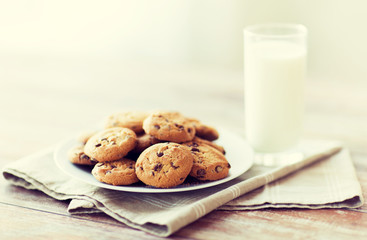 close up of chocolate oatmeal cookies and milk