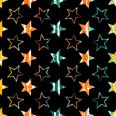 Seamless universal geometric modern pattern. Grunge texture. Stars