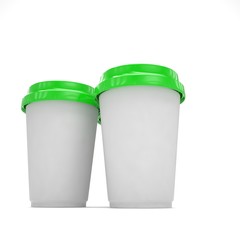 Three paper coffee cups. 3d rendering.