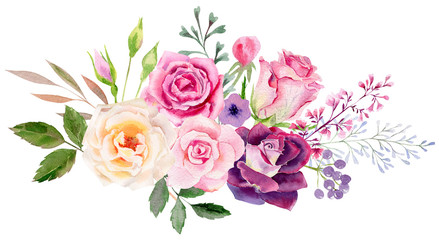 hand painted watercolor mockup clipart template of roses - 111502516