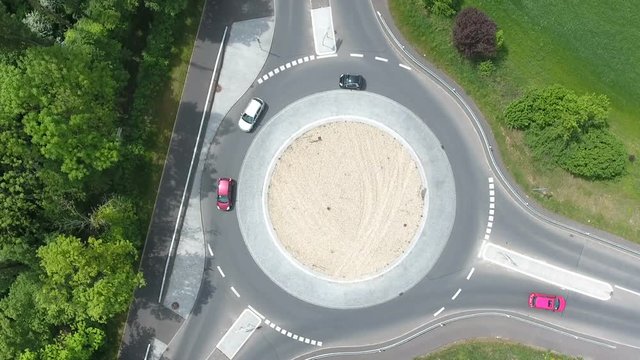 Aerial view of traffic circle, roundabout