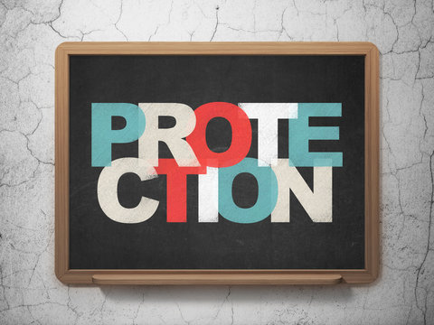 Safety concept: Protection on School board background