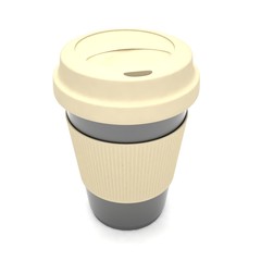 Coffee to go on white. 3d rendering.
