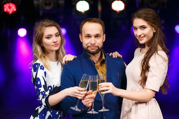 Party, holidays, celebration, nightlife and people concept - smi