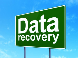 Information concept: Data Recovery on road sign background