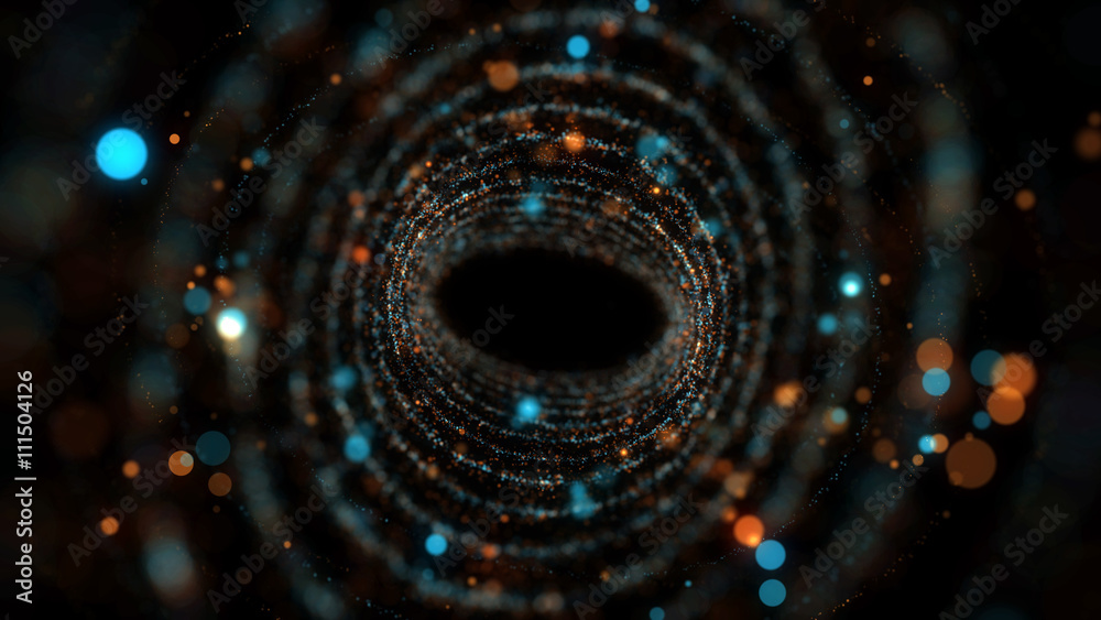 Poster twirl particle background with depth of field and glow elements