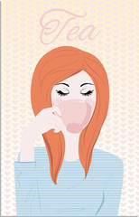 Tea time_ Girl having a cup of tea