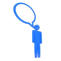 3d man with talk bubbles isolated over a white background. 3d rendering.