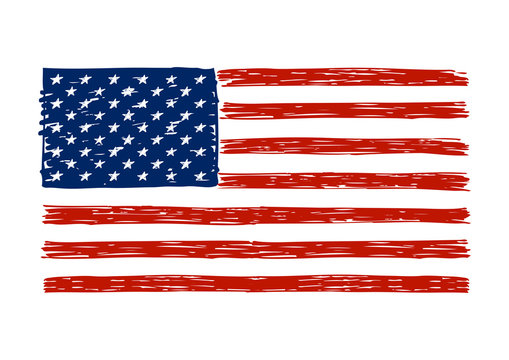 Doodle Drawing American Flag For Your Design