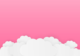 Paper clouds on pink background